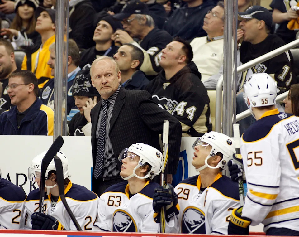 Lindy Ruff has spent majority of his NHL coaching career with the Sabres, which includes two stints with the franchise. He was behind the bench the last time the franchise made the postseason in 2011. (Photo by Justin K. Aller/Getty Images)
