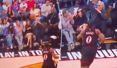 76ers fan pays painful price for staring at phone from front row during play-in game