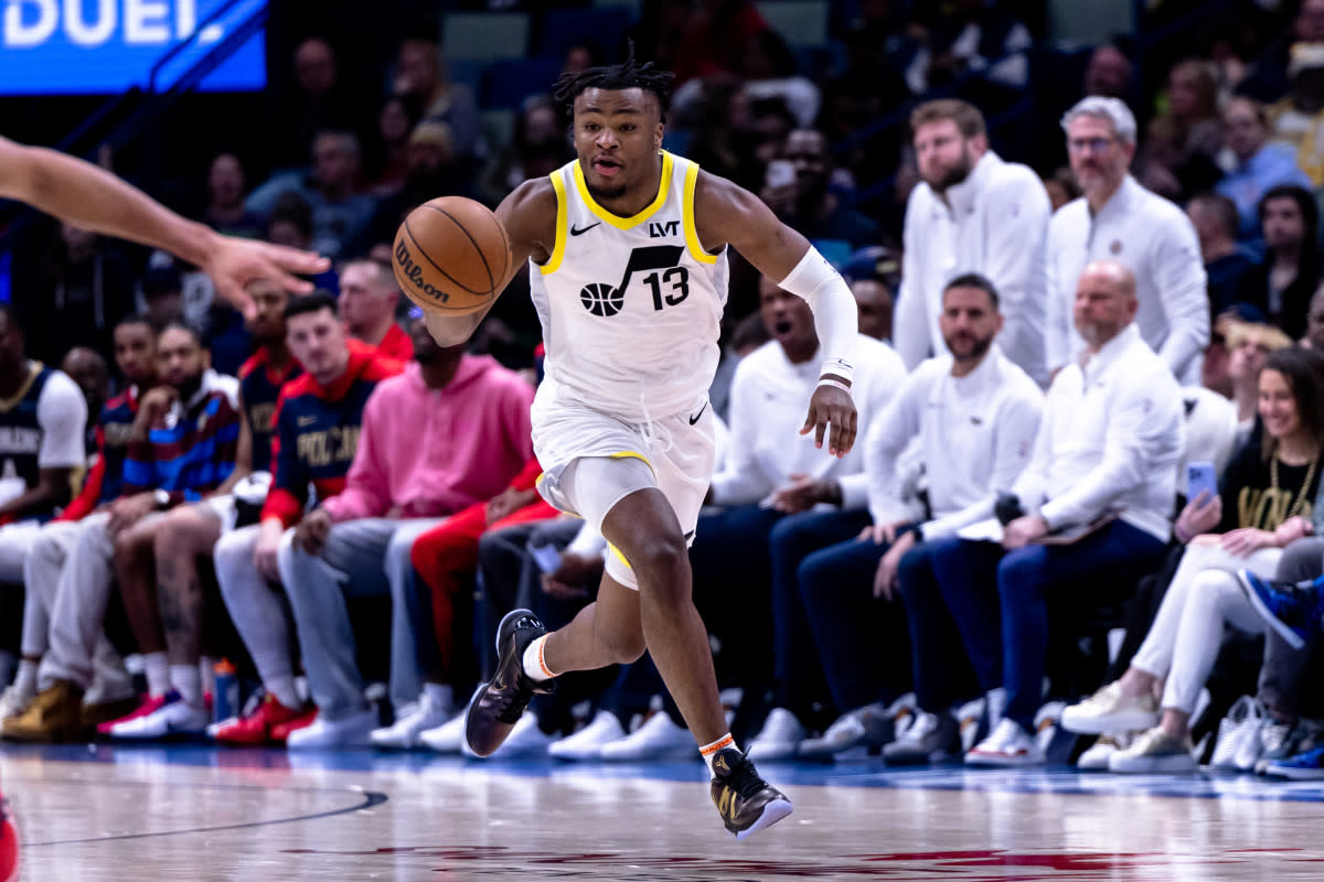 Utah Jazz guard Isaiah Collier (13)© Stephen Lew-Imagn Images