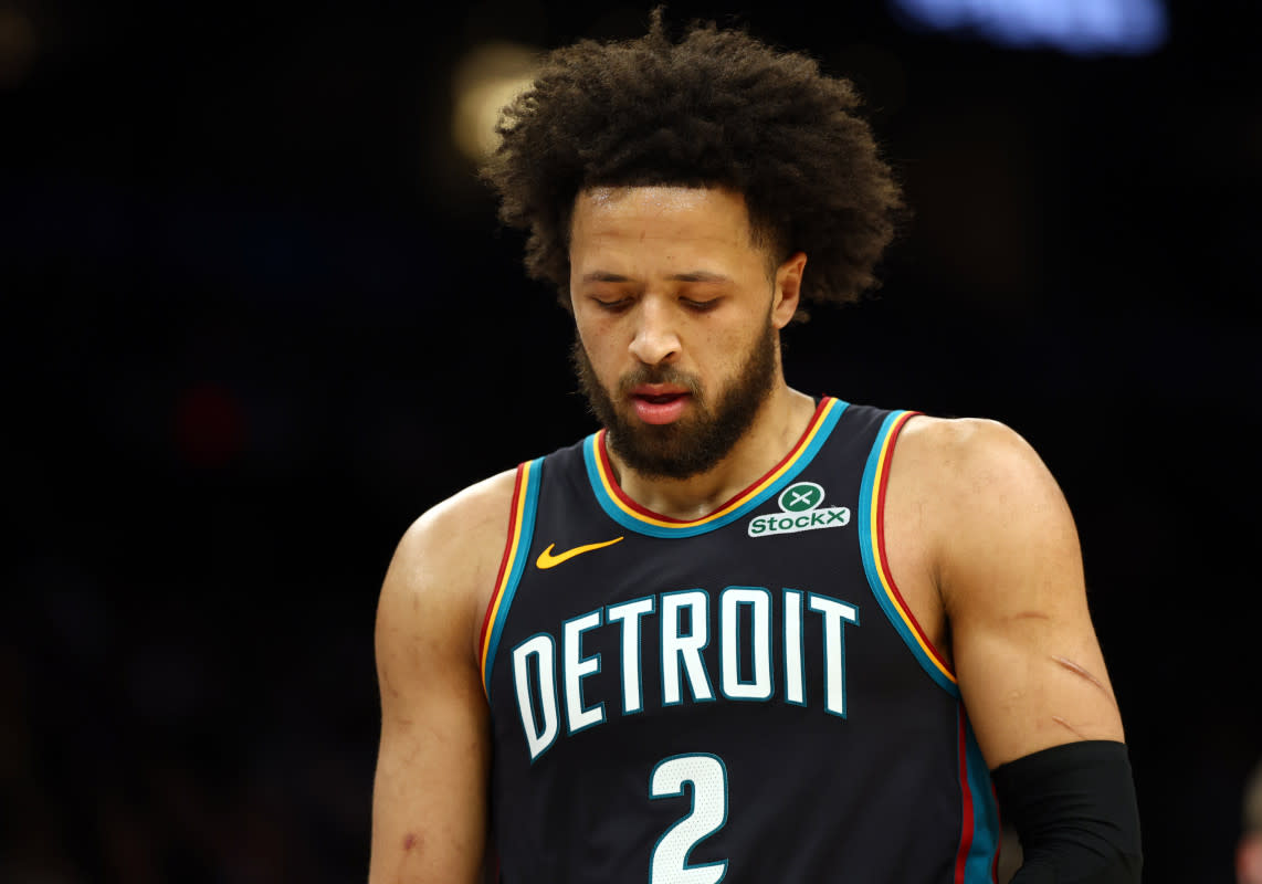 Detroit Pistons guard Cade Cunningham (2) © Mark J&period; Rebilas-Imagn Images