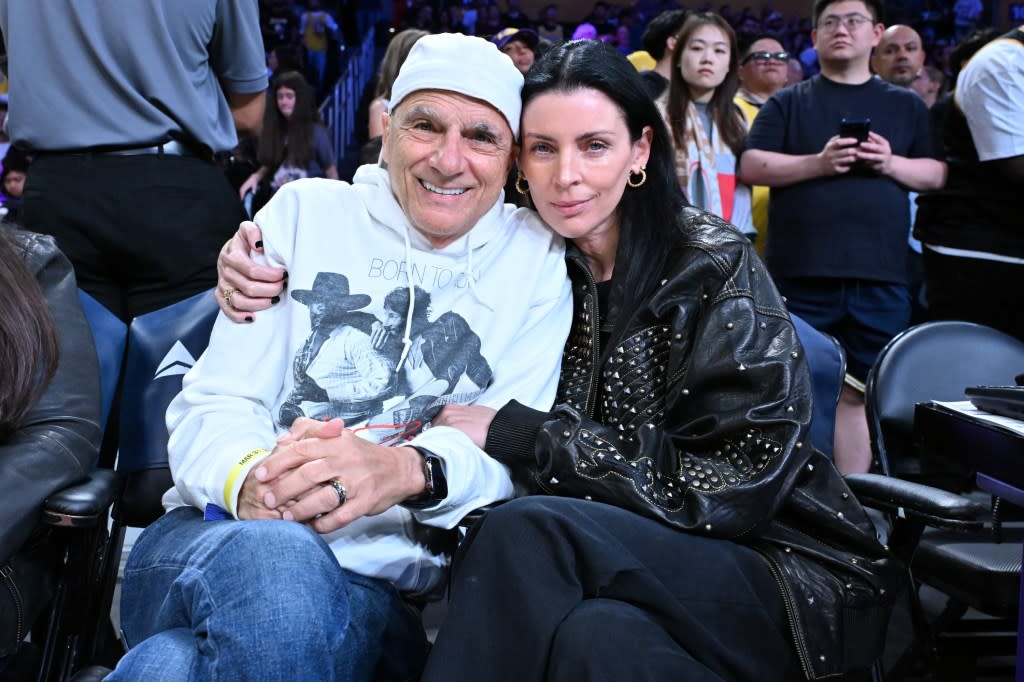 Jimmy Iovine and Liberty Ross attend a basketball game between the Los Angeles Lakers and the Cleveland Cavaliers at Crypto.com Arena on March 31, 2026 in Los Angeles, California. (Photo by Allen Berezovsky/Getty Images) Getty Images
