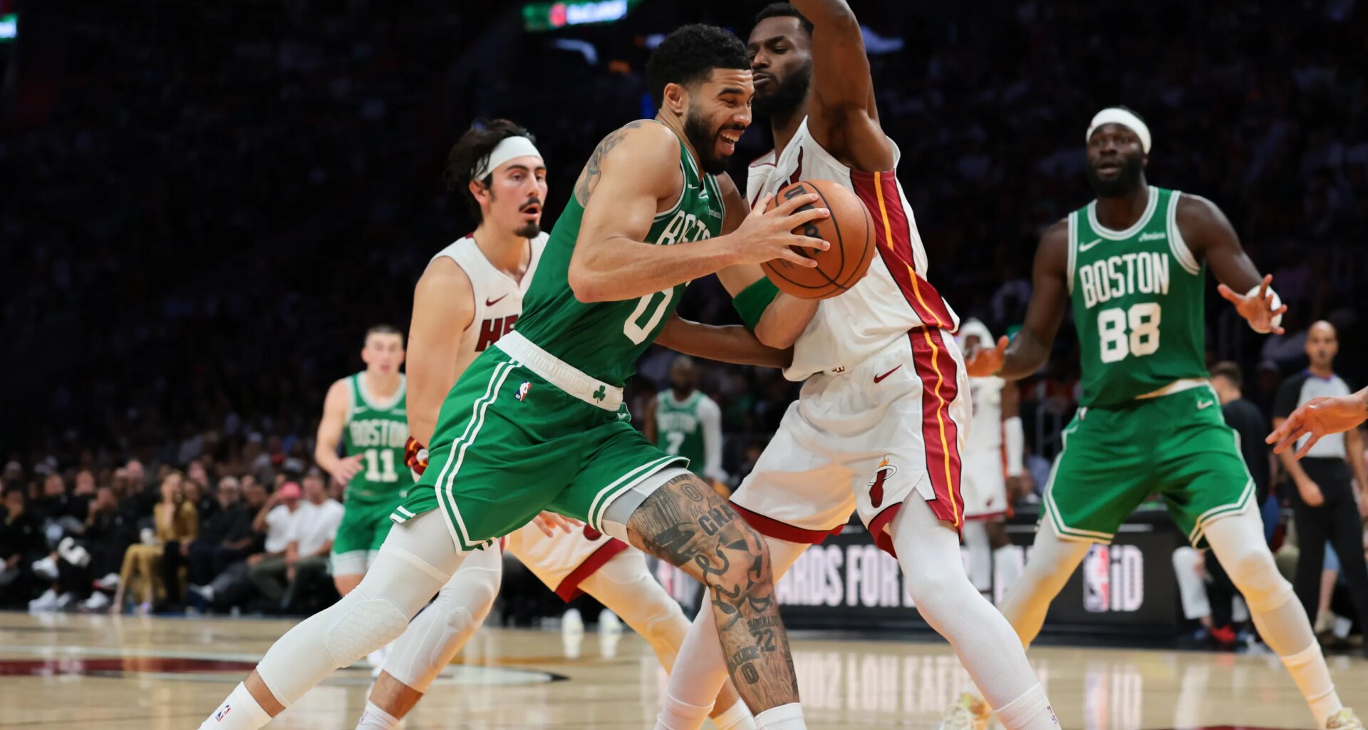 Jayson Tatum, Jaylen Brown shine in blowout win over Heat