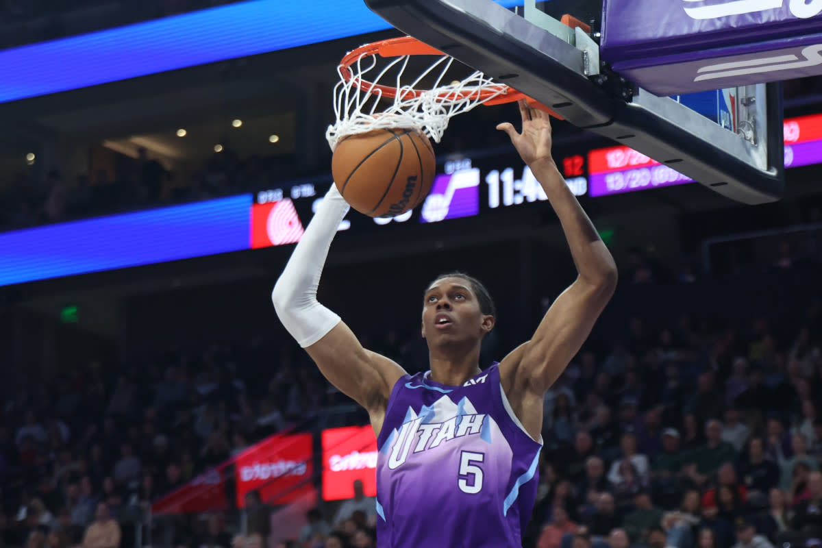 Utah Jazz forward Cody Williams© Rob Gray-Imagn Images