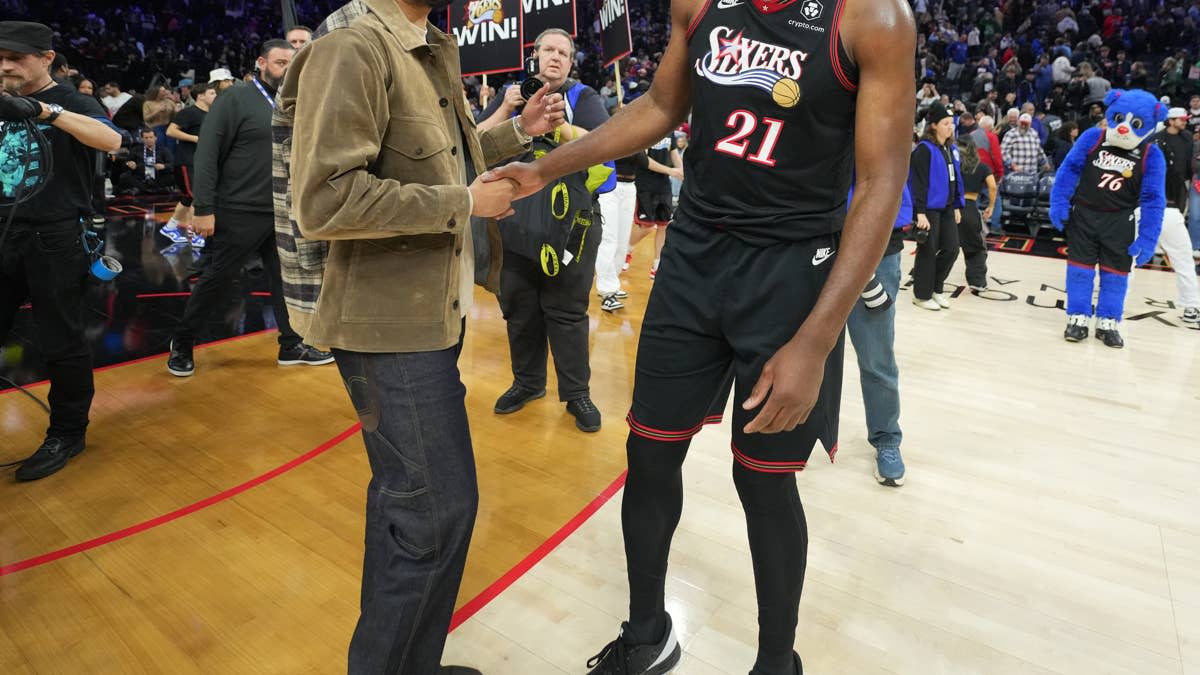 Tyrese Haliburton #0 of the Indiana Pacers and Joel Embiid #21 of the Philadelphia 76ersPhoto by Jesse D&period; Garrabrant on Getty Images