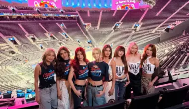 Bini makes an appearance at the Intuit Dome in their own versions of the Los Angeles Clippers’ Filipino Heritage Night tees (Photo from @bini_ph/Instagram)