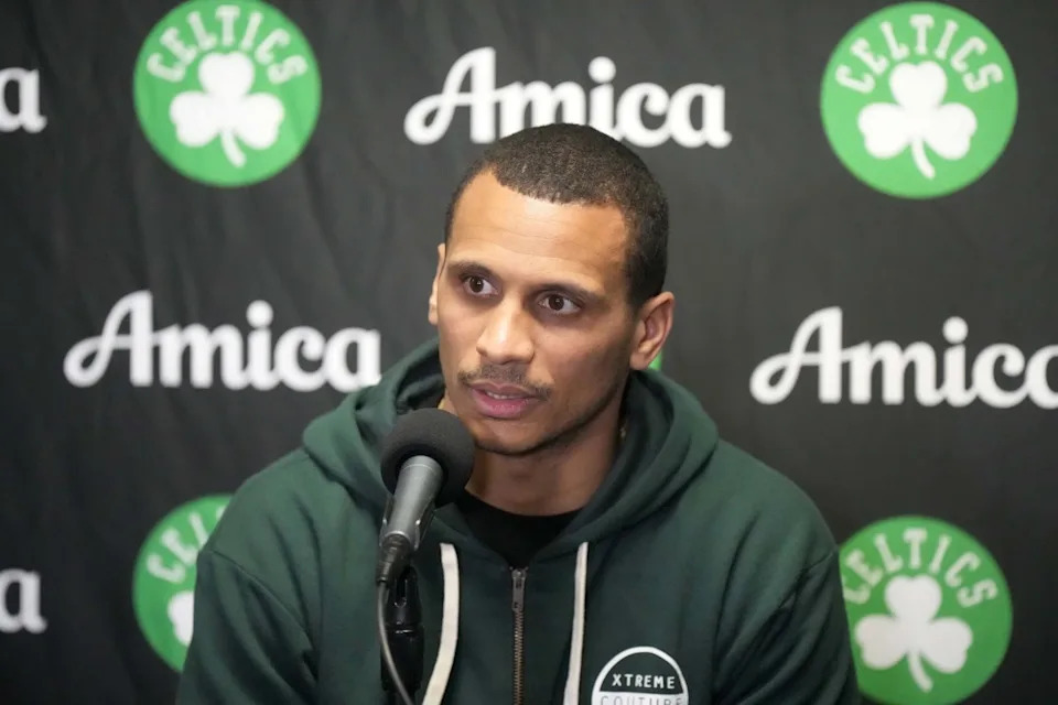 Boston Celtics coach Joe Mazzulla.© Kirby Lee-Imagn Images