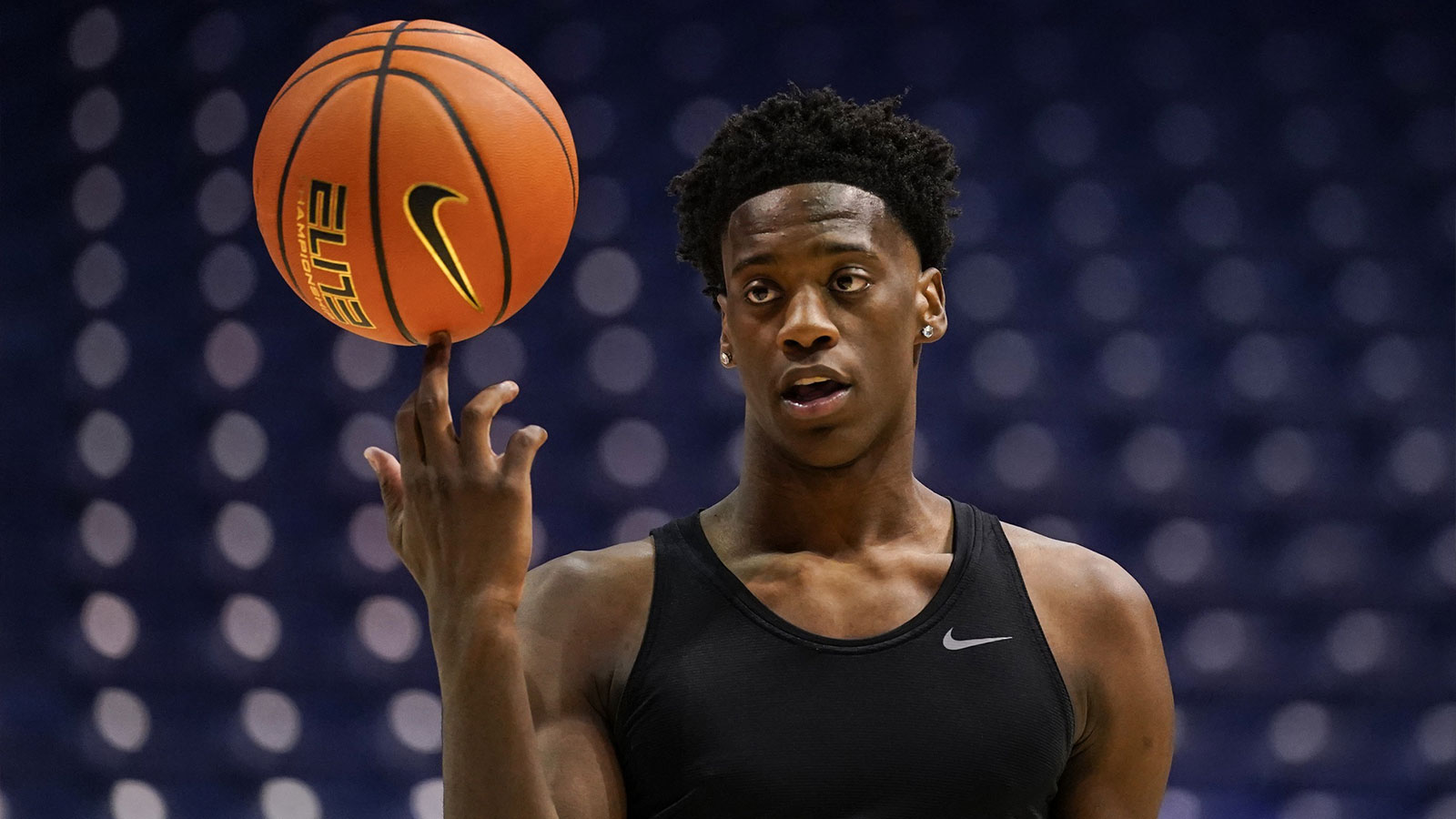 BYU Cougars forward AJ Dybantsa (3) warms up prior to a game be the UCF Knights and the BYU Cougars at Marriott Center. 