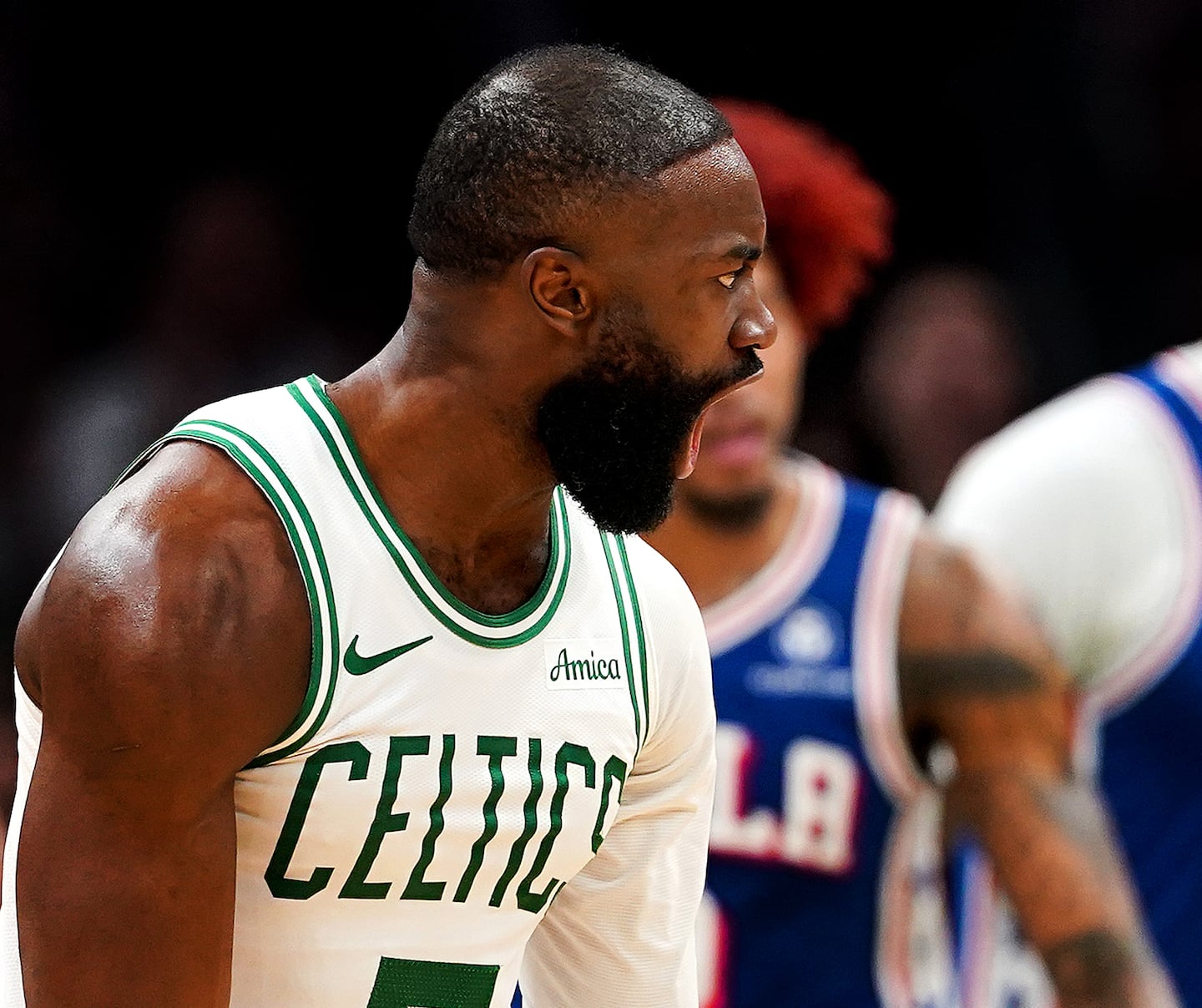 Jaylen Brown showed emotional leadership during the Celtics' blowout victory to start their playoff journey.
