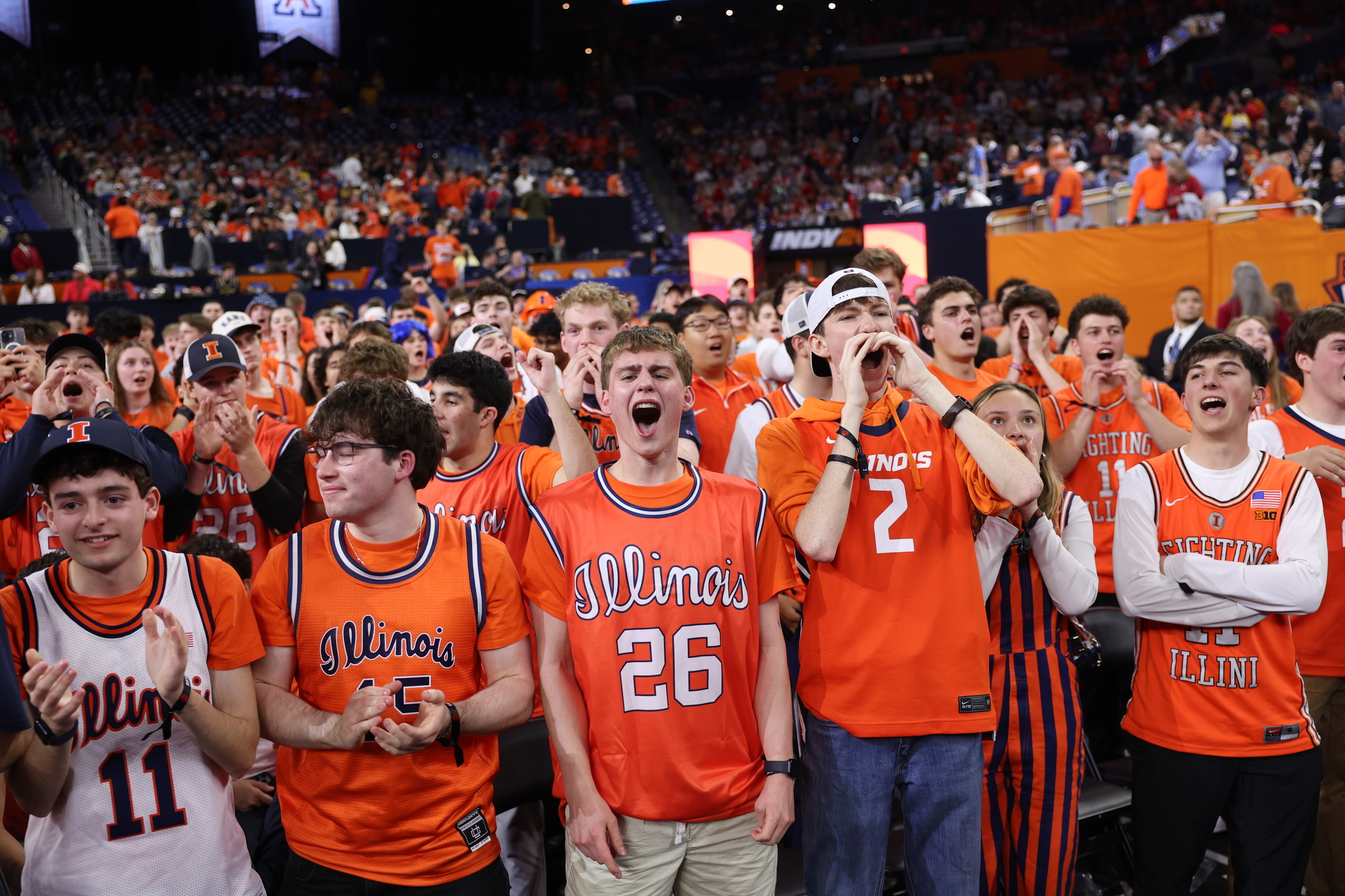 Illinois fans cheer before the Final Four game against UConn...