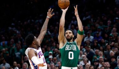 Jayson Tatum was just 2 for 8 from distance on Tuesday night against the Sixers, as cold shooting left what felt like a series that might've been over quick tied headed back to Philadelphia.