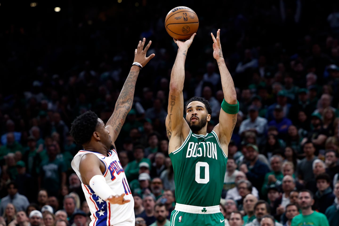 Jayson Tatum was just 2 for 8 from distance on Tuesday night against the Sixers, as cold shooting left what felt like a series that might've been over quick tied headed back to Philadelphia.