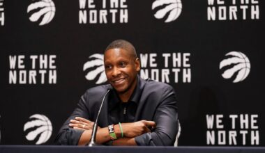 Toronto Tempo investor Masai Ujiri President of the Toronto Raptors speaks during media day on October 2, 2023 in Toronto, Ontario, Canada.