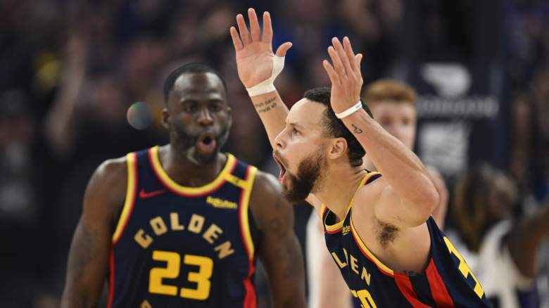 Stephen Curry and Draymond Green react during Warriors game vs Kings amid controversial play investigated by NBA
