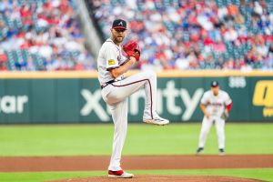 ATLANTA, GA - SEPTEMBER 10: Chris Sale #51 of the Atlanta Braves pitches in the first inning against the Chicago Cubs at Truist Park on September 10, 2025 in Atlanta, Georgia. (Photo by Matthew Grimes Jr./Atlanta Braves/Getty Images)