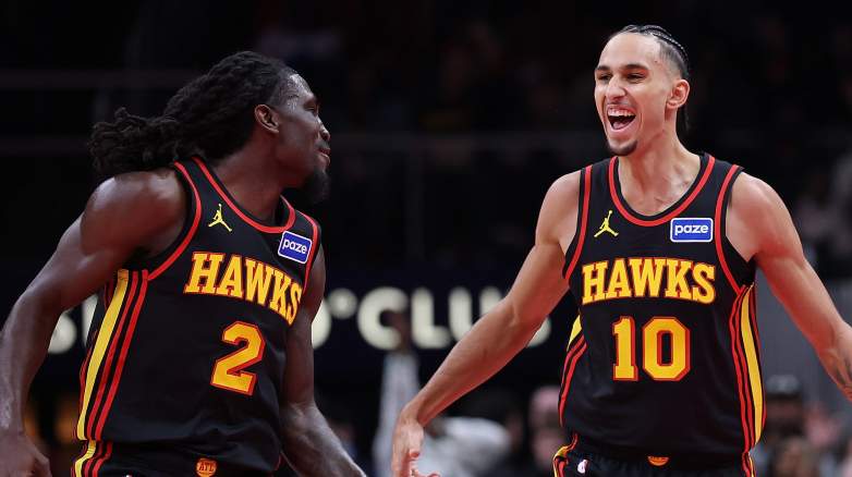 Zaccharie Risacher reacts after three-pointer as Hawks starting lineup changes before playoffs