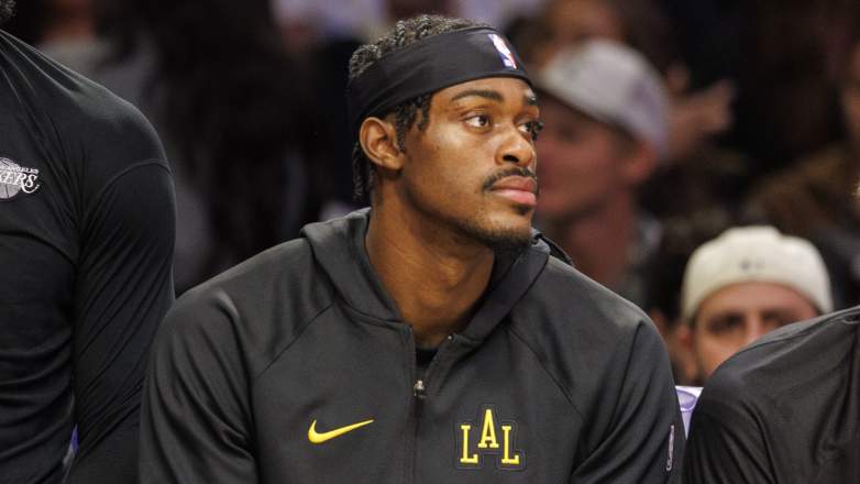 LOS ANGELES, CA - NOVEMBER 18, 2025: Los Angeles Lakers forward LeBron James (23) sits next to Los Angeles Lakers forward Jarred Vanderbilt (2) and Los Angeles Lakers forward Jake LaRavia (12) during the game against the Utah Jazz at Crypto.com Arena on November 18, 2025 in Los Angeles, California.(Gina Ferazzi / Los Angeles Times via Getty Images)