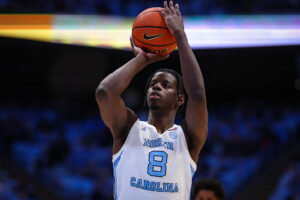 CHAPEL HILL, NORTH CAROLINA - FEBRUARY 02: Caleb Wilson #8 of the North Carolina Tar Heels shoots a free throw during the second half of a basketball game against the Syracuse Orange at Dean E. Smith Center on February 02, 2026 in Chapel Hill, North Carolina. (Photo by David Jensen/Getty Images)