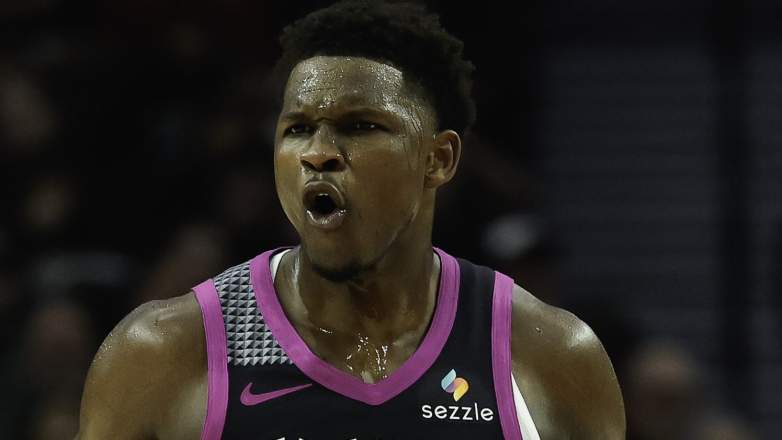 Minnesota Timberwolves star Anthony Edwards during an NBA game.