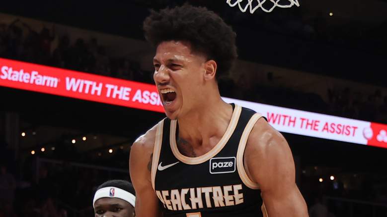 Atlanta Hawks forward Jalen Johnson during an NBA game.
