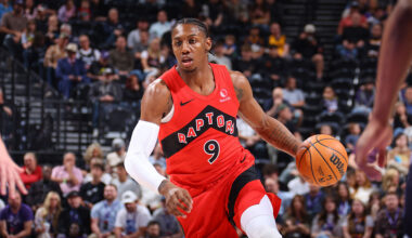 SALT LAKE CITY, UT - MARCH 23: RJ Barrett #9 of the Toronto Raptors handles the ball during the game against the Utah Jazz on March 23, 2026 at Delta Center in Salt Lake City, Utah. NOTE TO USER: User expressly acknowledges and agrees that, by downloading and or using this Photograph, User is consenting to the terms and conditions of the Getty Images License Agreement. Mandatory Copyright Notice: Copyright 2026 NBAE (Photo by Melissa Majchrzak/NBAE via Getty Images)