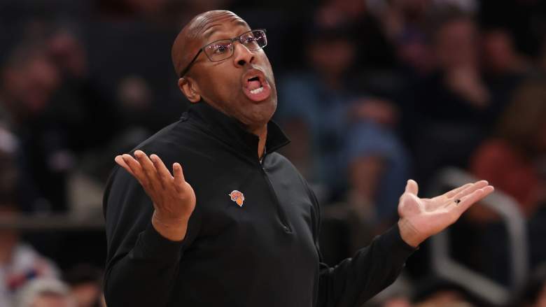 Head coach Mike Brown of the New York Knicks gestures from the bench.