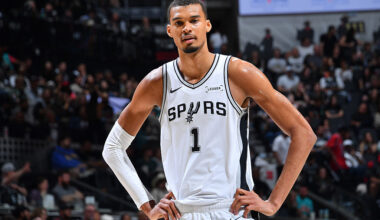 SAN ANTONIO, TX - MARCH 30: Victor Wembanyama #1 of the San Antonio Spurs looks on during the game against the Chicago Bulls on March 30, 2026 at the Frost Bank Center in San Antonio, Texas. NOTE TO USER: User expressly acknowledges and agrees that, by downloading and or using this photograph, user is consenting to the terms and conditions of the Getty Images License Agreement. Mandatory Copyright Notice: Copyright 2026 NBAE (Photos by Michael Gonzales/NBAE via Getty Images)