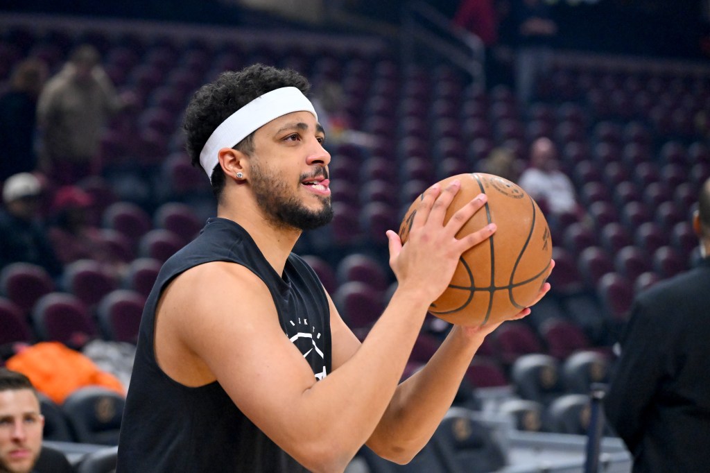 Tyrese Haliburton #0 of the Indiana Pacers practices before the game against the Cleveland Cavaliers at Rocket Arena on April 05, 2026, in Cleveland, Ohio.
