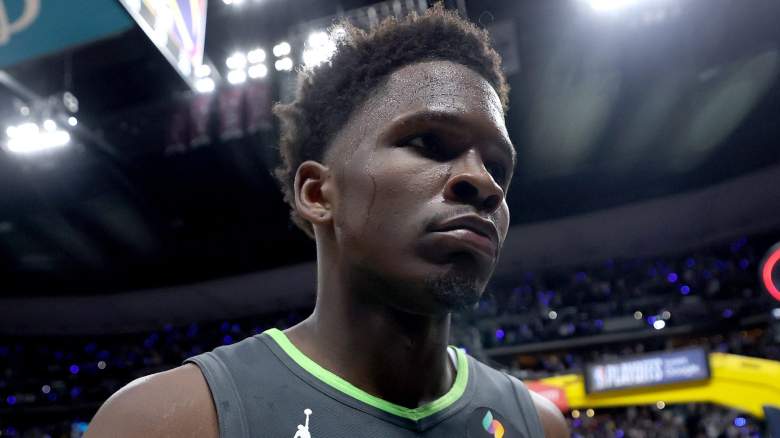 Anthony Edwards of the Minnesota Timberwolves leaves the floor after losing to the Denver Nuggets