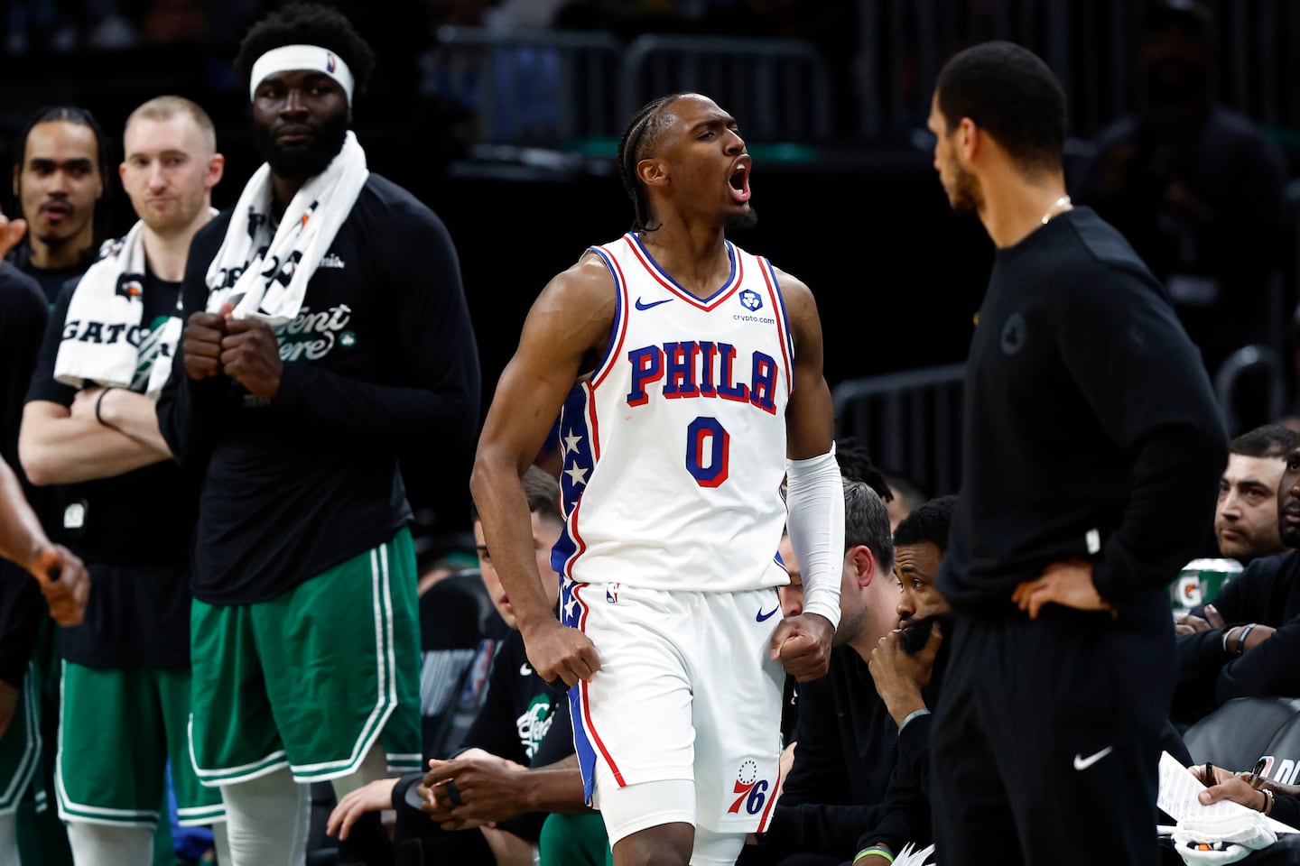Five 3-pointers were part of Tyrese Maxey's 29-point effort in the 76ers' Game 2 win over the Celtics.