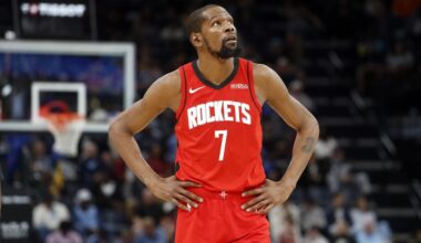 Mar 27, 2026; Memphis, Tennessee, USA; Houston Rockets forward Kevin Durant (7) during the third quarter against the Memphis Grizzlies at FedExForum. Mandatory Credit: Petre Thomas-Imagn Images