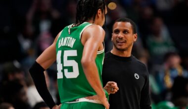 Dalano Banton gives Celtics coach Joe Mazzulla a full bench ahead of the playoffs.