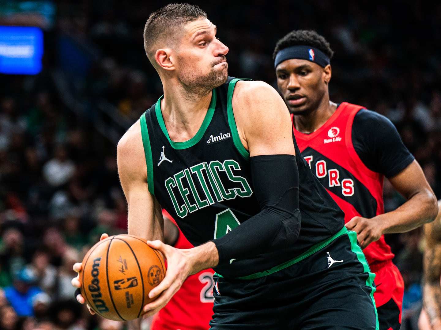Celtics center Nikola Vucevic returned after missing a month with a broken finger, scoring 4 points in 13 minutes.