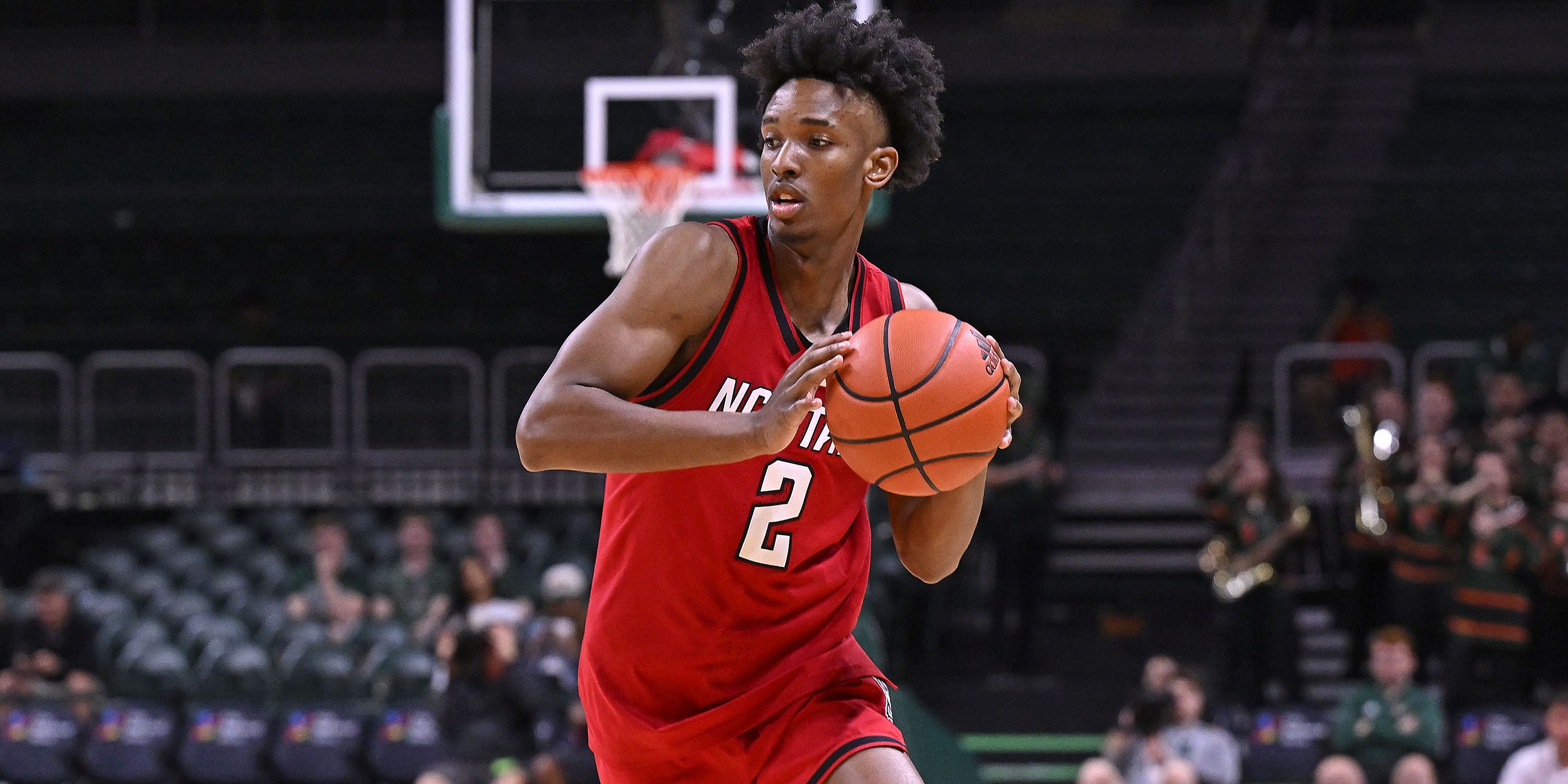 Paul McNeil Jr. of the NC State basketball team readies to shoot