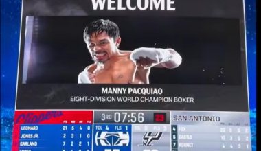 Pacquiao gets warm welcome at NBA game in Los Angeles