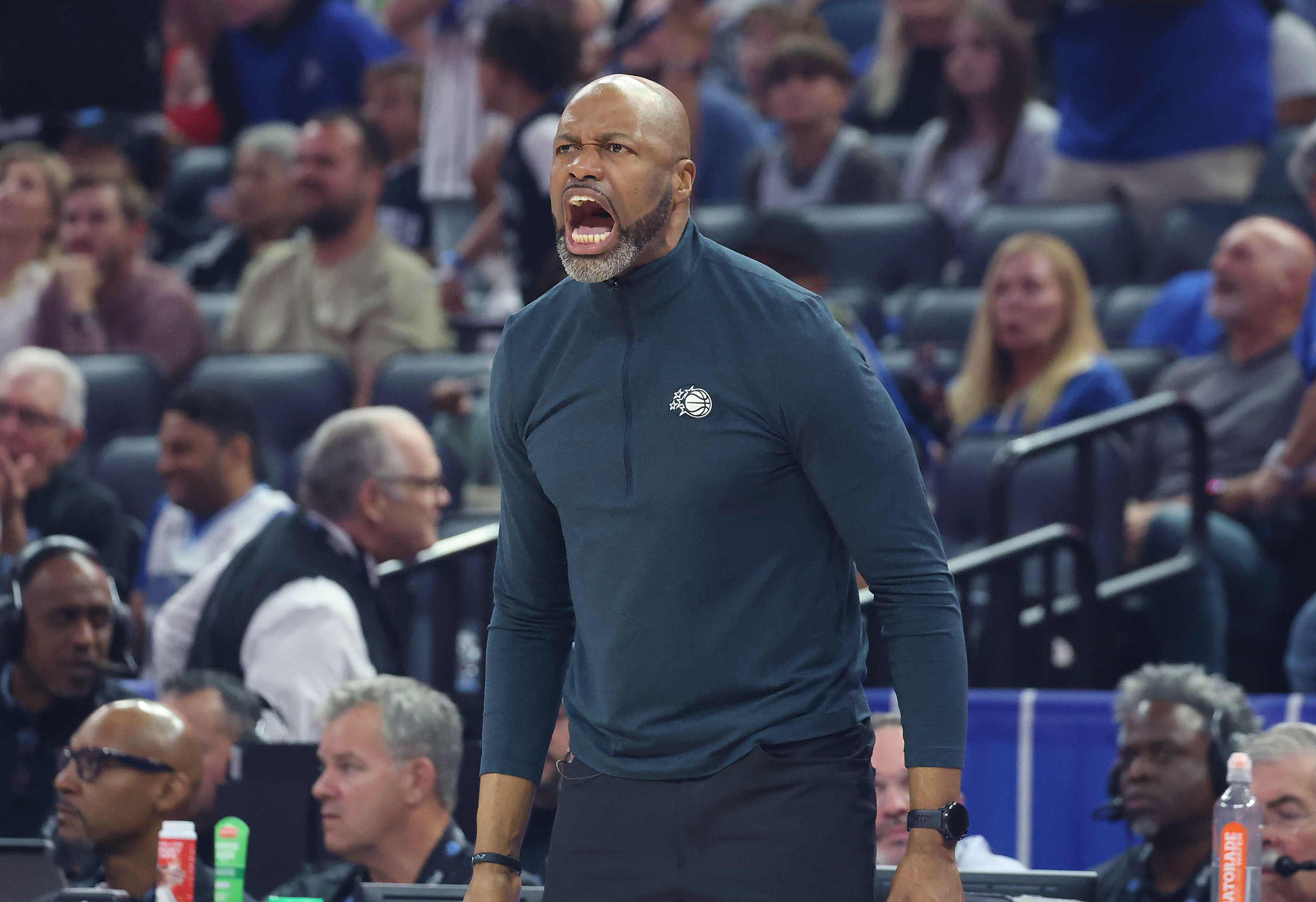 Orlando coach Jamahl Mosley yells during the Charlotte Hornets at...