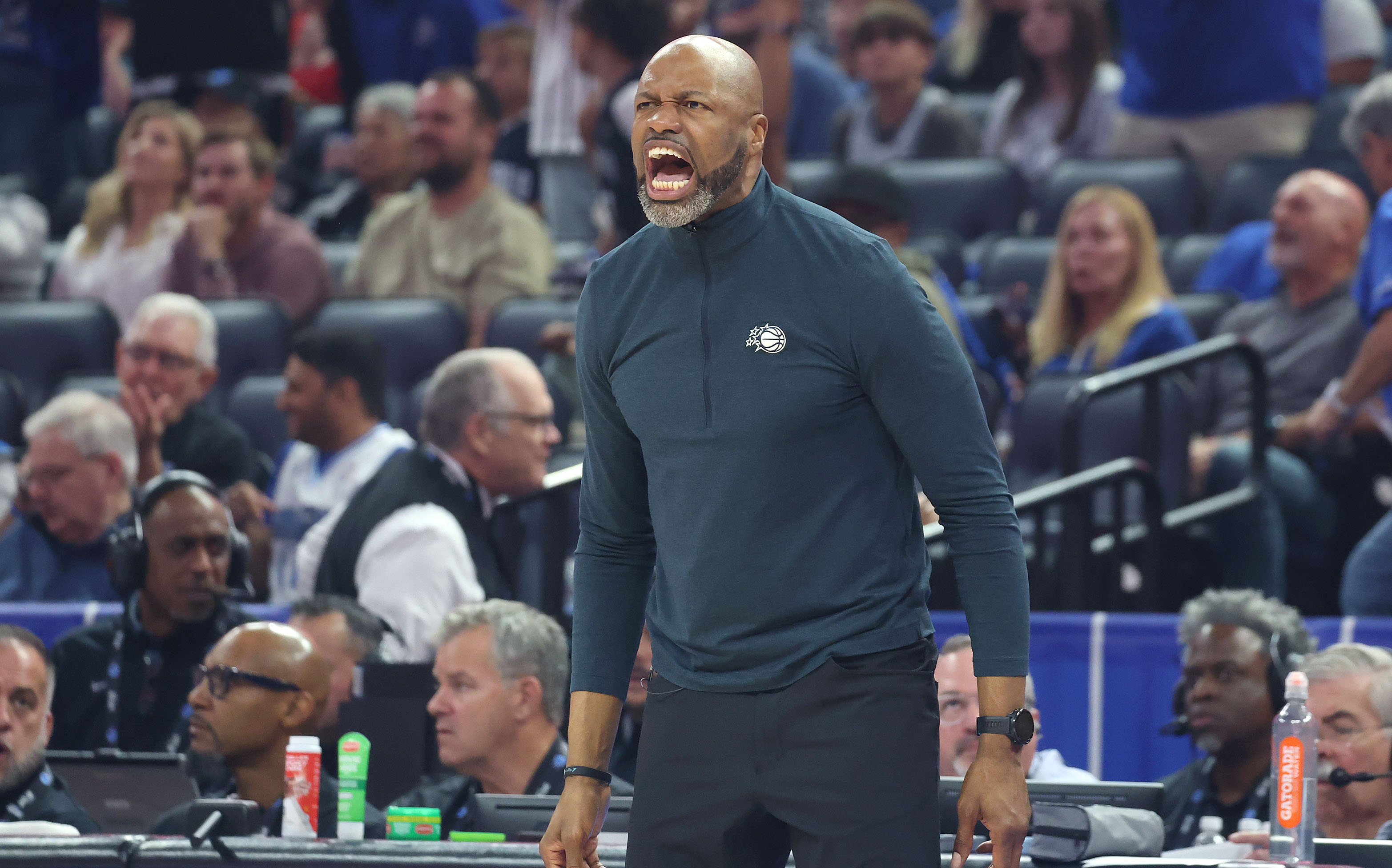Orlando coach Jamahl Mosley yells during the Charlotte Hornets at...