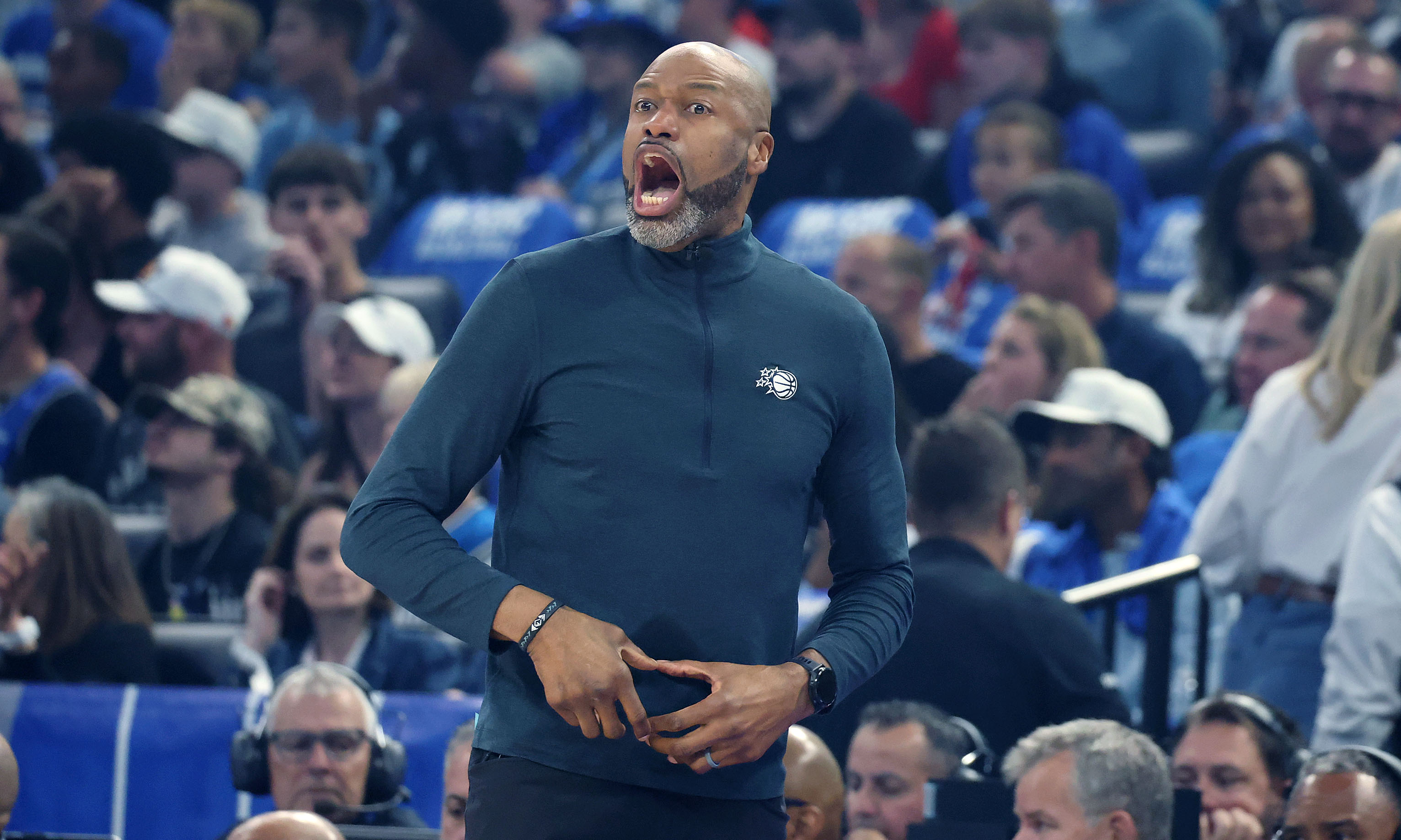 Orlando coach Jamahl Mosley yells during the Charlotte Hornets at...