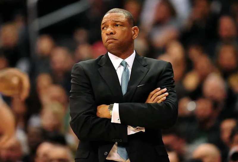 February 26, 2011; Los Angeles, CA, USA; Boston Celtics head coach Doc Rivers watches game action against the Los Angeles Clippers during the first half at the Staples Center. Mandatory Credit: Gary A. Vasquez-USA TODAY Sports