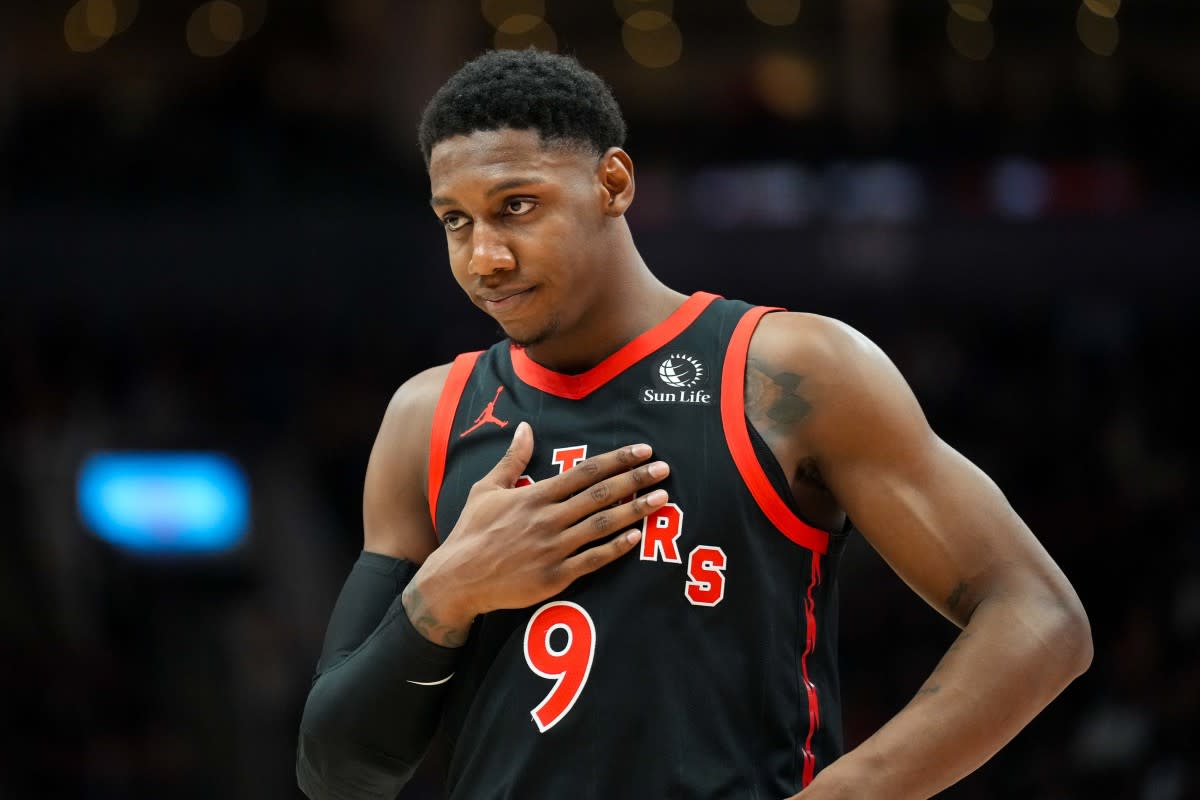 Toronto Raptors forward RJ Barrett (9)© Kevin Sousa-Imagn Images