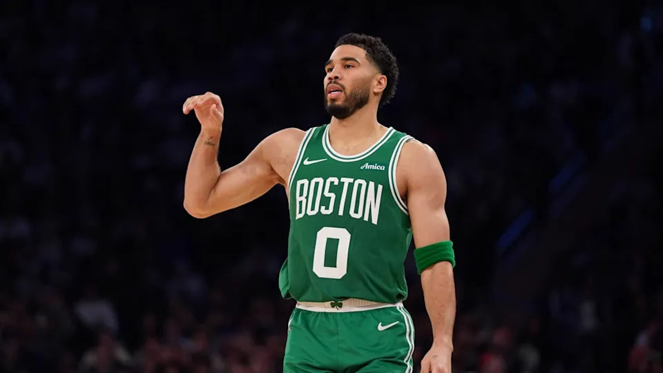 Boston Celtics forward Jayson Tatum against the New York Knicks at Madison Square Garden.Lucas Boland-Imagn Images