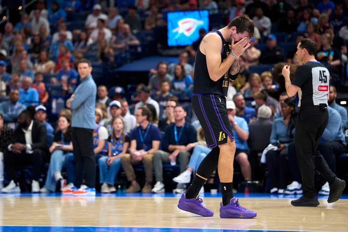 Luka Doncic sustained a Grade 2 hamstring strain in the third quarter of the Los Angeles Lakers’ 139-96 NBA loss to the Oklahoma City Thunder. He will be out through at least the end of the regular season.