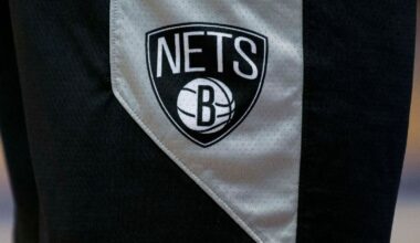 The Brooklyn Nets logo on shorts