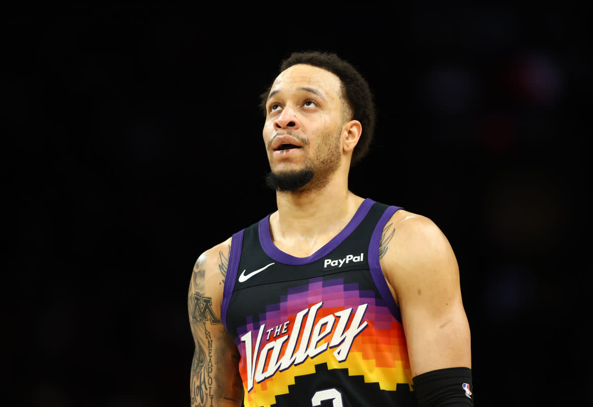 Phoenix Suns guard Amir Coffey (2)Mark J&period; Rebilas-Imagn Images