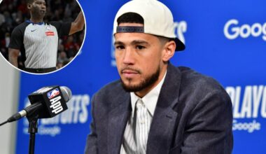 Suns’ Devin Booker calls out ref by name in furious NBA playoff rant after baffling call