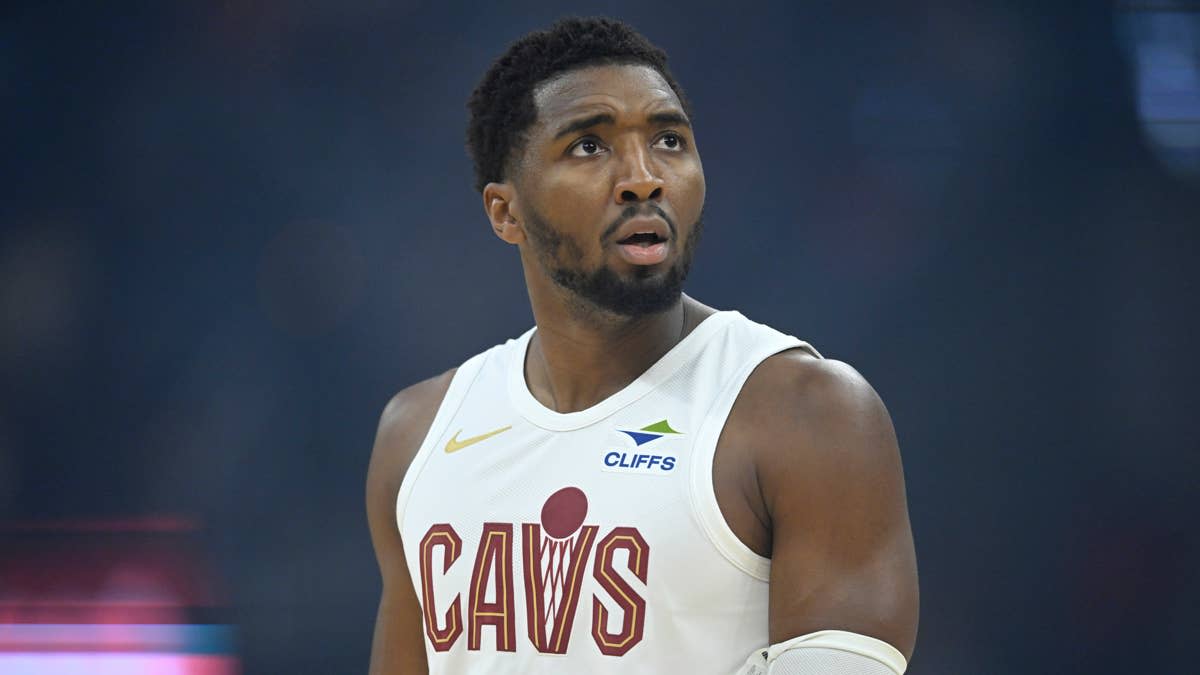Cleveland Cavaliers guard Donovan Mitchell (45).© David Richard-Imagn Images