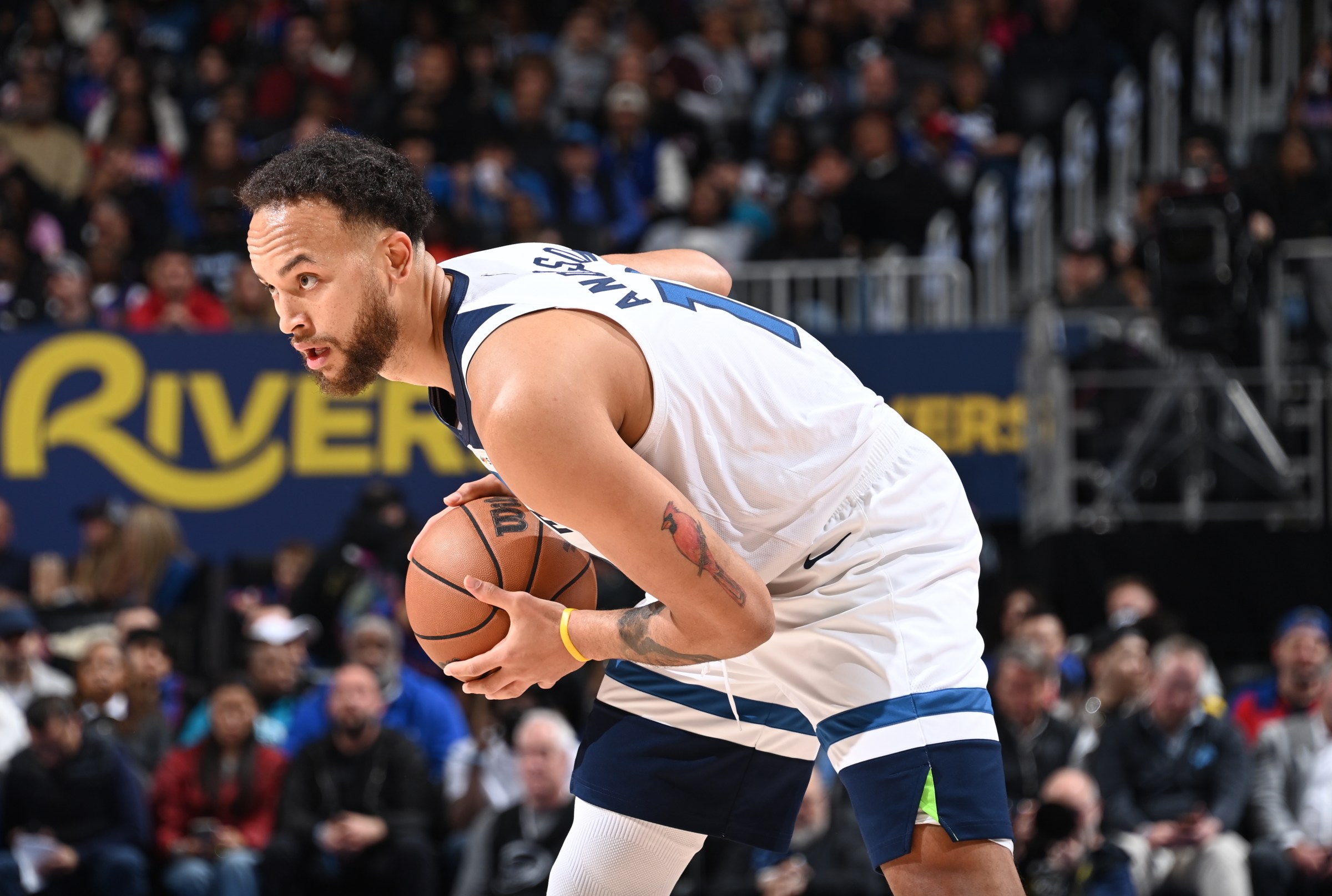 DETROIT, MI - APRIL 2: Kyle Anderson #12 of the Minnesota Timberwolves handles the ball during the game against the Detroit Pistons on April 2, 2026 at Little Caesars Arena in Detroit, Michigan. NOTE TO USER: User expressly acknowledges and agrees that, by downloading and/or using this photograph, User is consenting to the terms and conditions of the Getty Images License Agreement. Mandatory Copyright Notice: Copyright 2026 NBAE (Photo by Chris Schwegler/NBAE via Getty Images)