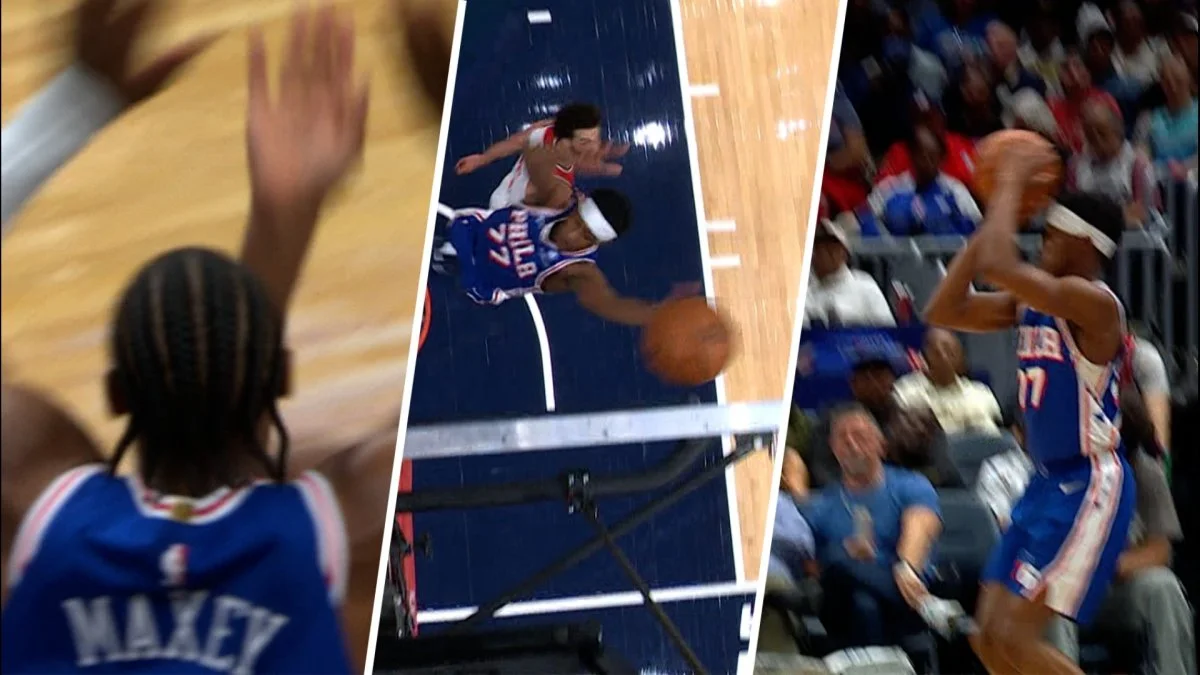 A crazy sequence for the Sixers caps a 22-4 run against the Wizards