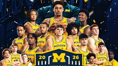 poster celebrating Michigan Wolverines’ 2026 NCAA Men’s Basketball National Championship victory, capturing a historic title-winning squad (Instagram)