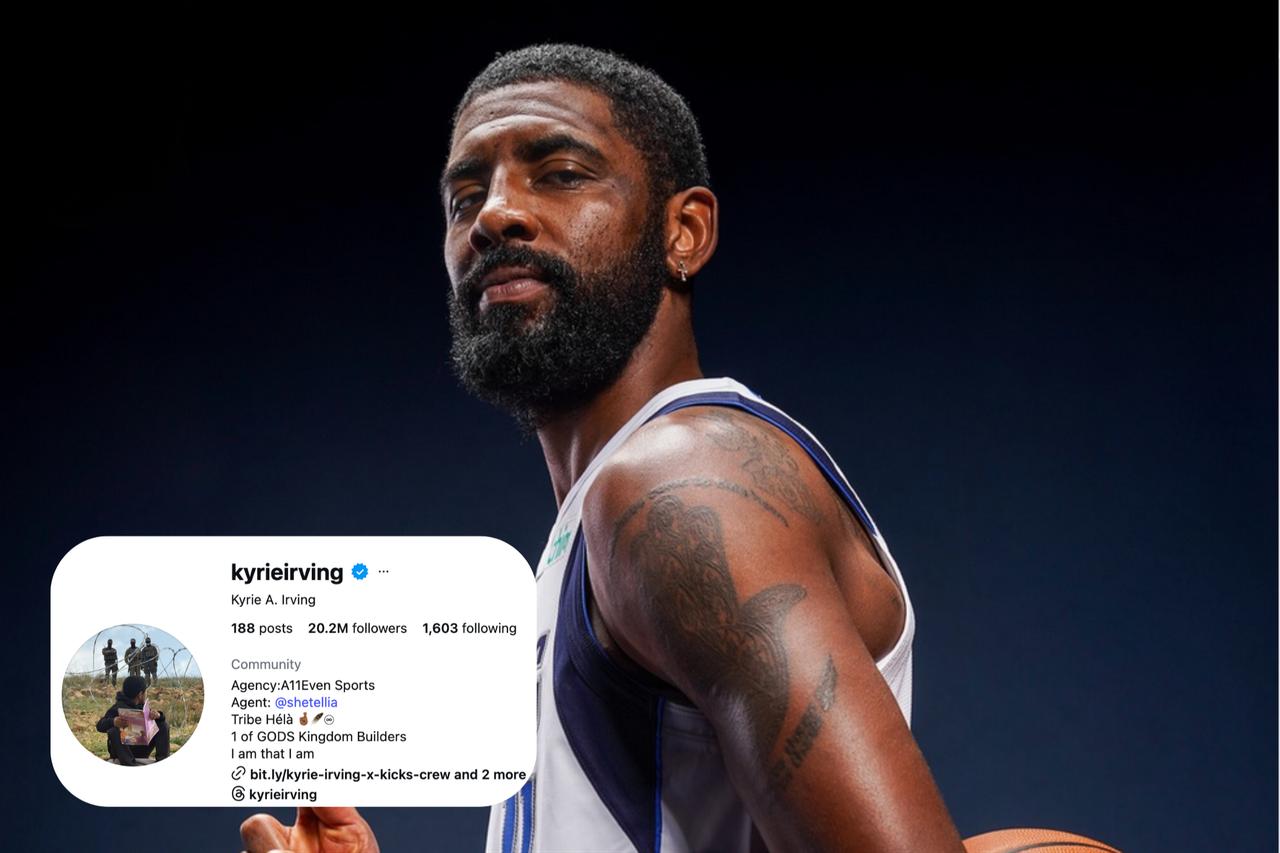 NBA star Kyrie Irving changes his profile photo to a student blocked from going to school in Palestine by a barbed wire fence, United States, April 22, 2026. (Created with Canva)
