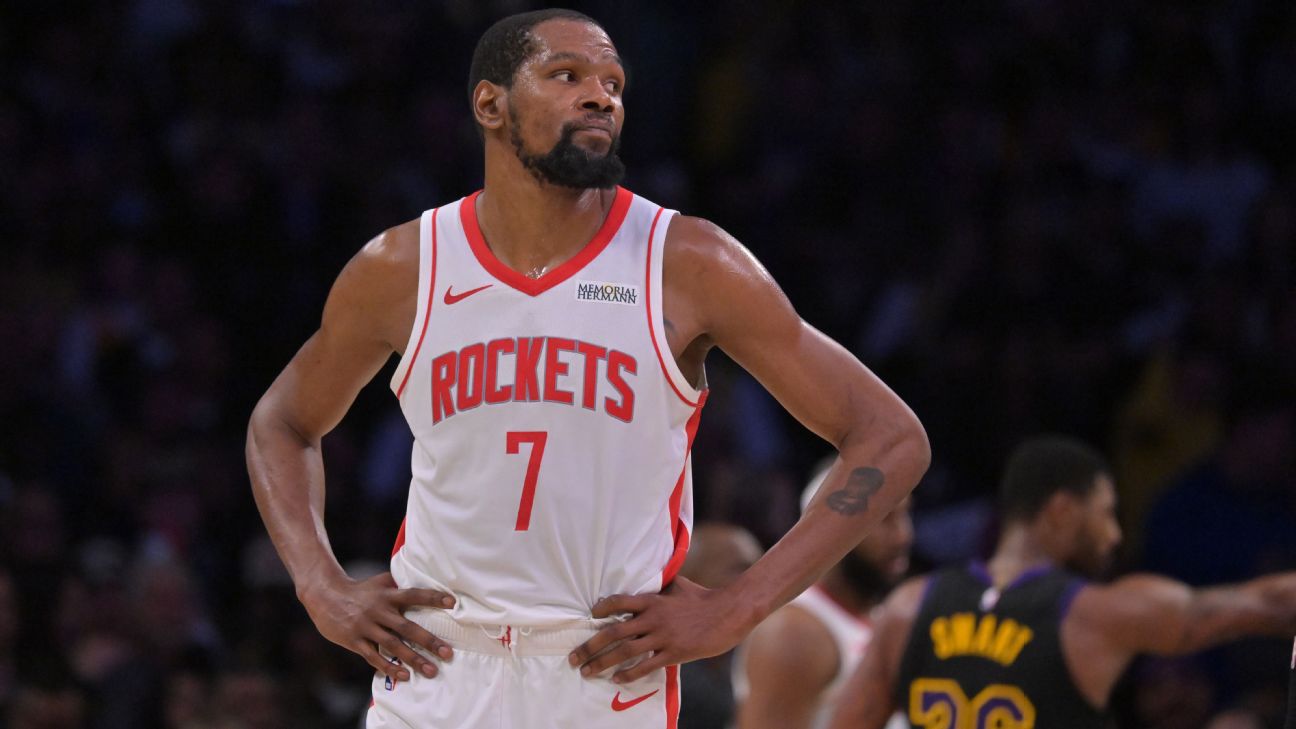 Rockets rule out Kevin Durant (ankle) for Game 3 vs. Lakers